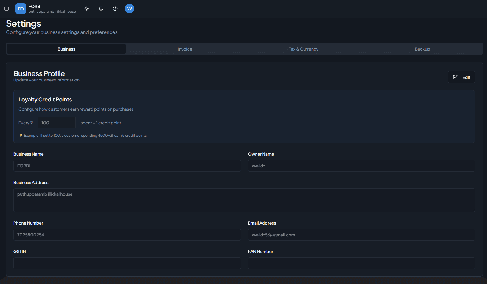 Customer Credit Points